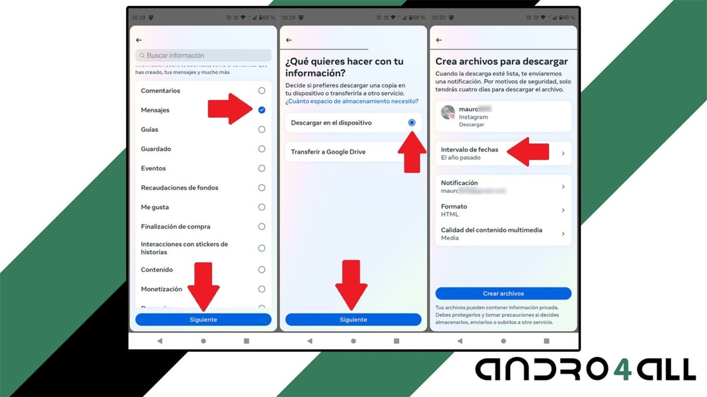 Crear archivo para descargar audios Instagram