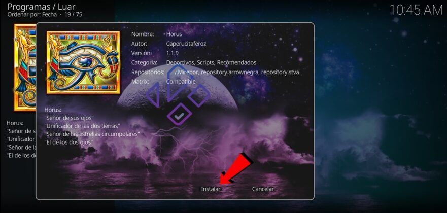 tutorial instalar horus en kodi paso 7