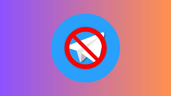 Logo de Telegram con una señal de bloqueo