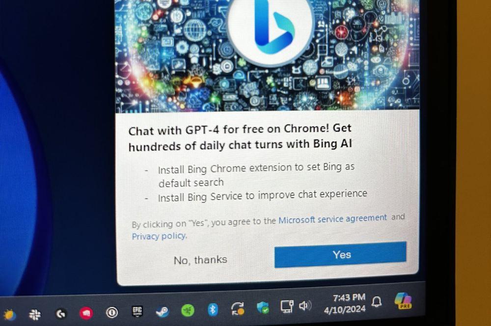 Anuncio de Bing en Windows.