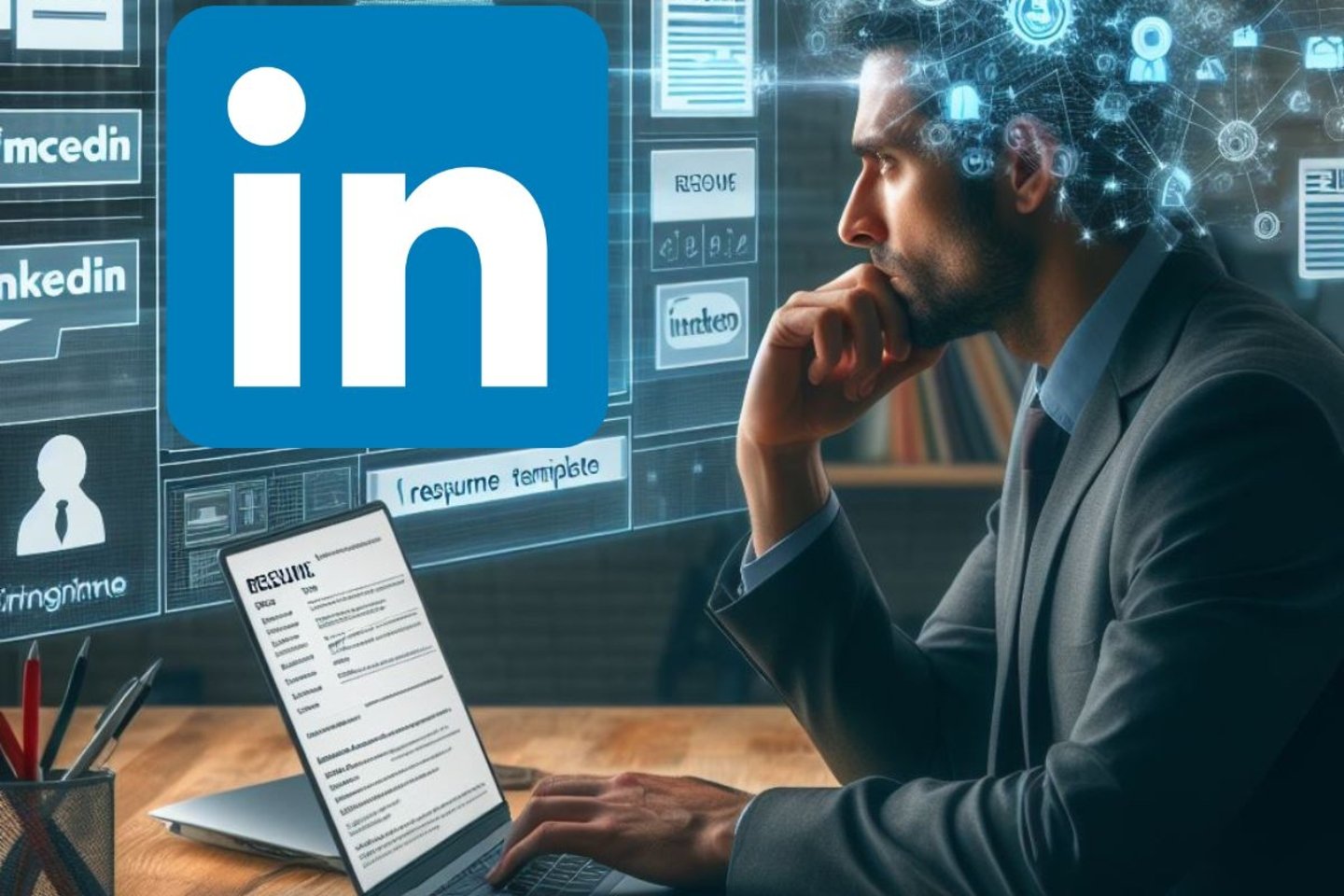 Un hombre buscando trabajo en LinkedIn