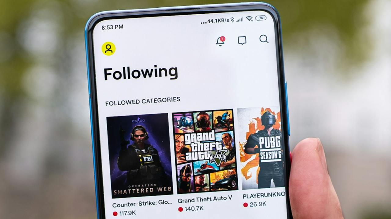 App de Twitch en móvil