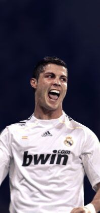 Fondo de pantalla para moviles de Cristiano Ronaldo con Real Madrid camiseta BWIN