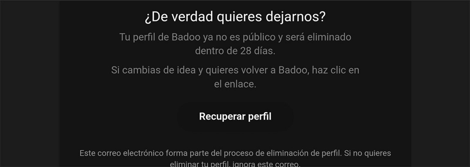 Recuperar cuenta de Badoo eliminada