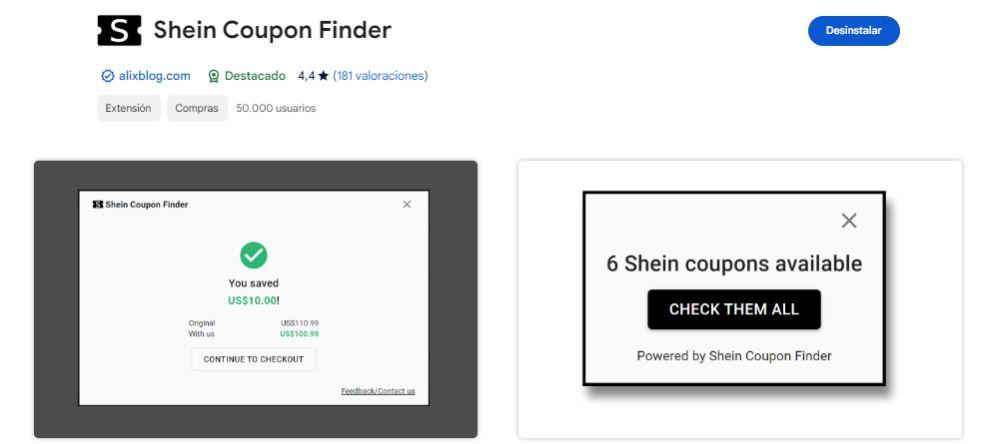 extensión shein coupon finder