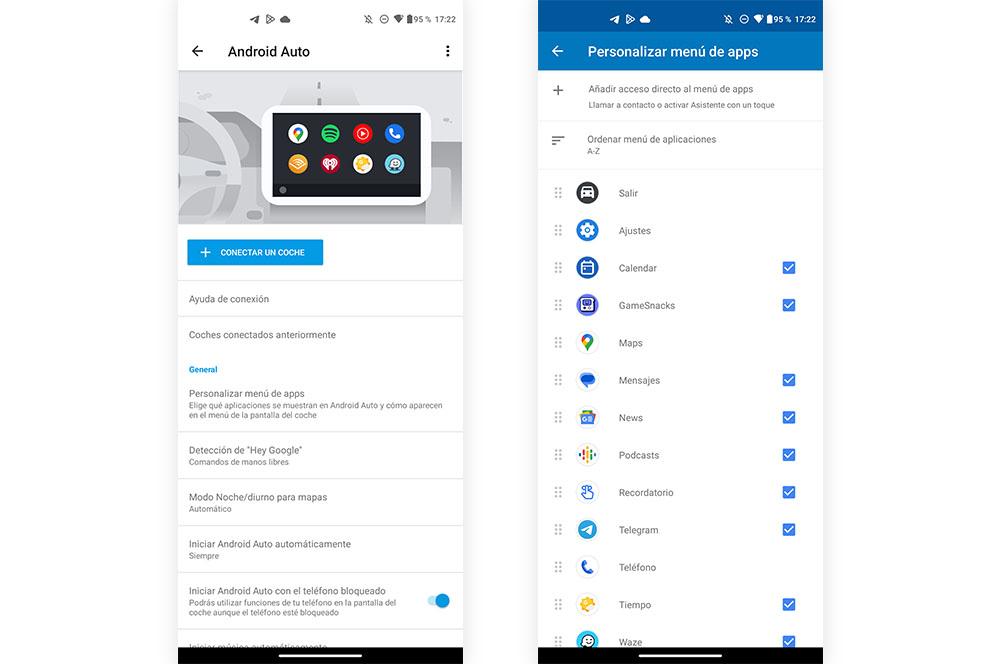 menú apps android auto