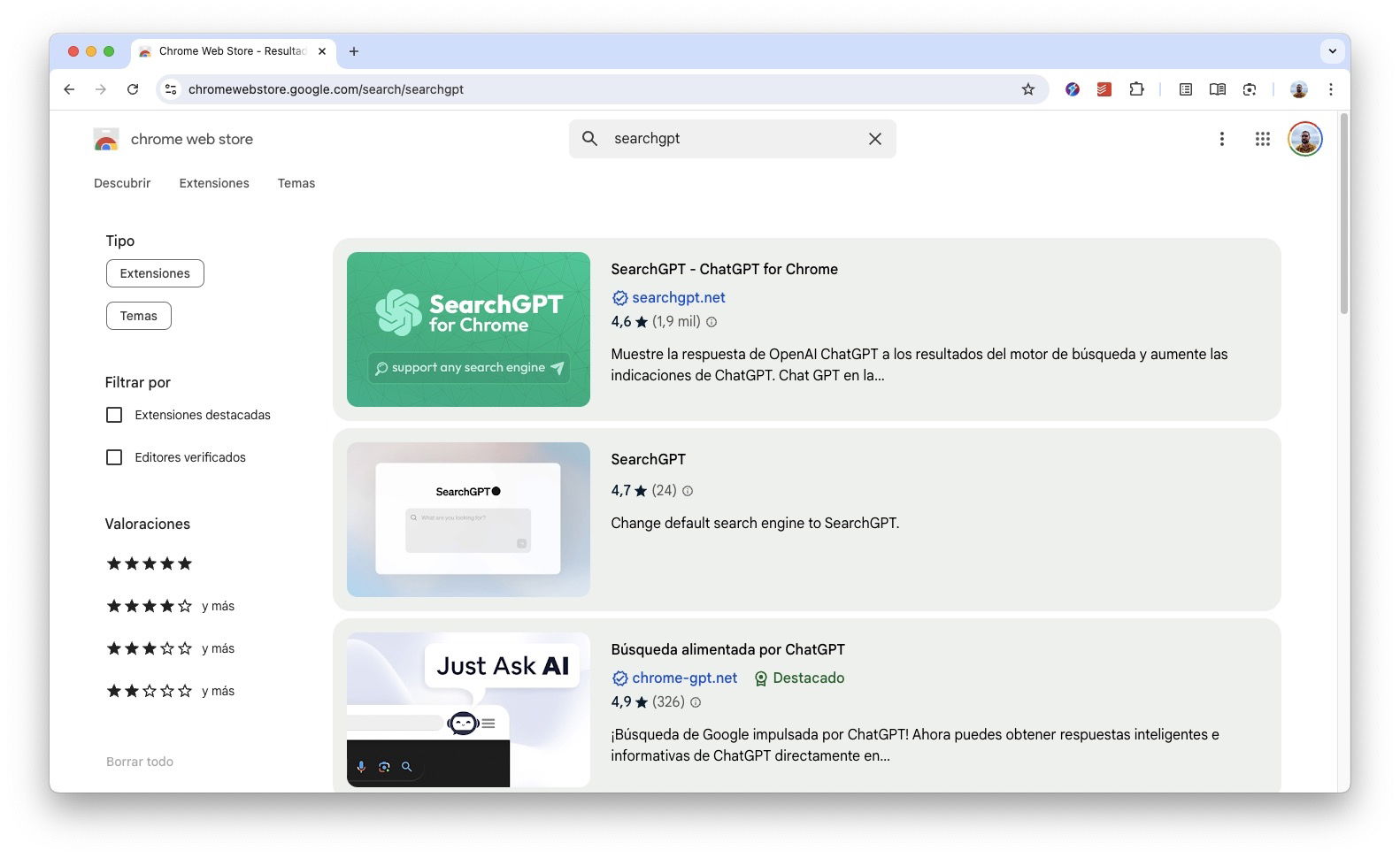 Extensión de SearchGPT para Google Chrome: cómo instalarla