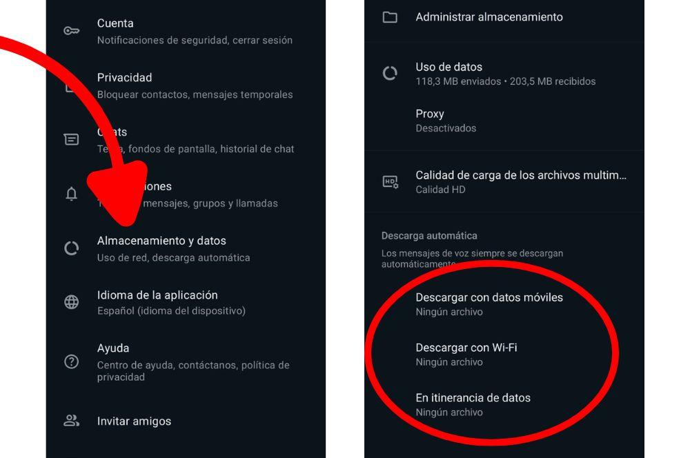 whatsapp batería descarga automática