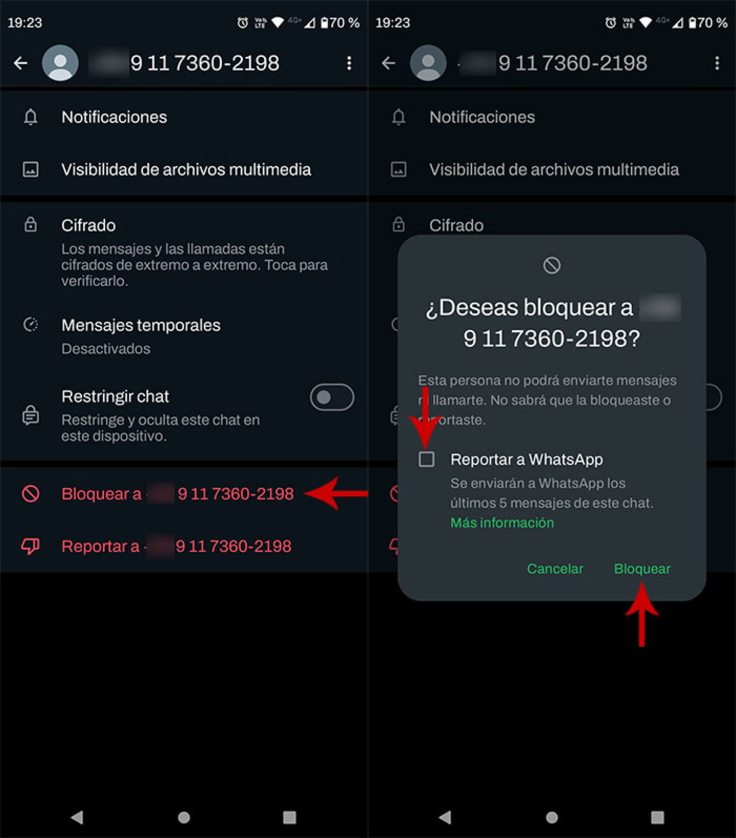 Bloquear numeros de telefono con el prefijo +91 en WhatsApp