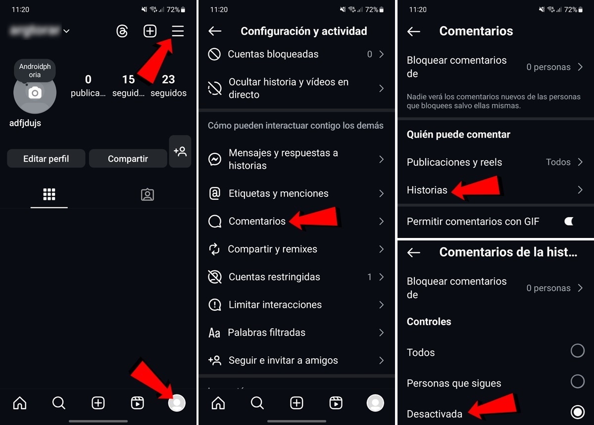 como bloquear comentarios en historias de Instagram 2024 2025