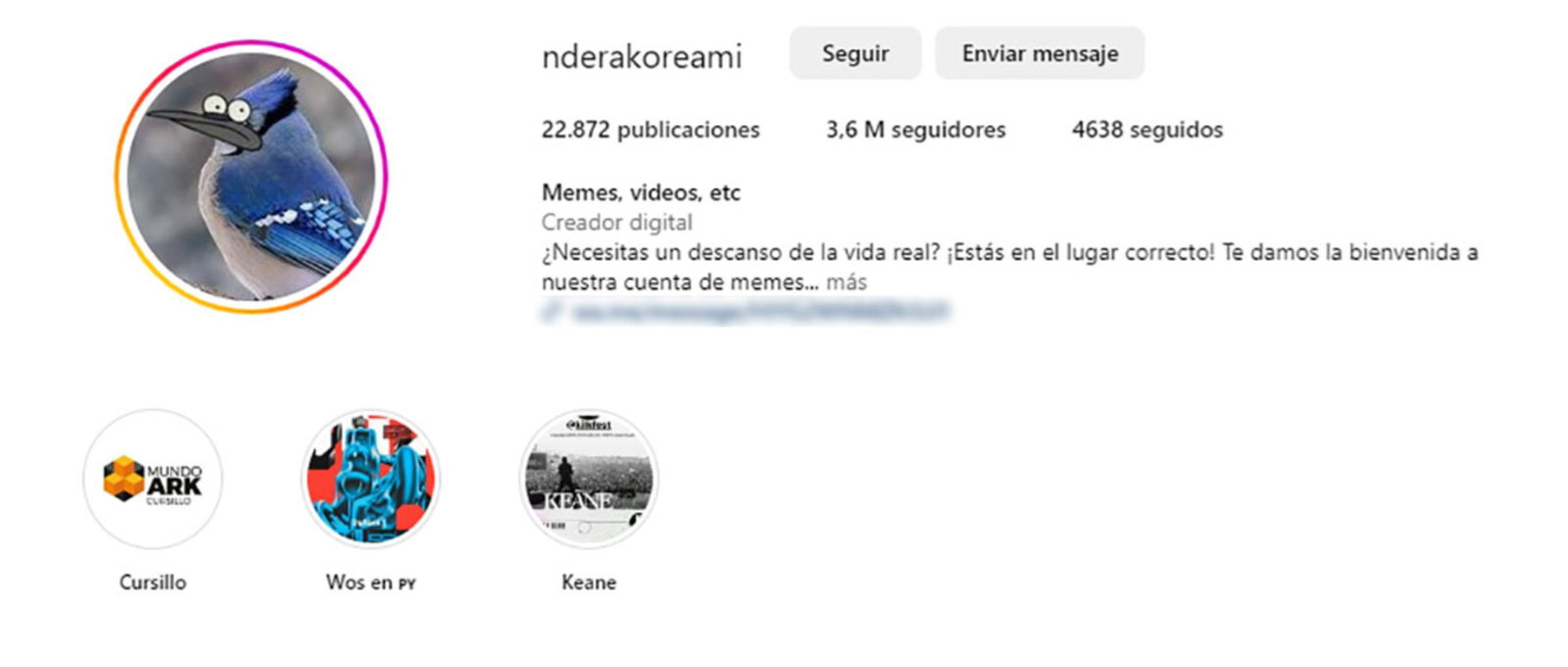Nderakoreami cuenta de Instagram
