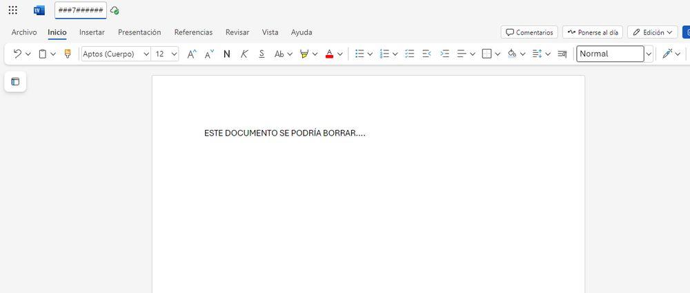 Documento prueba borrar en Word de Microsoft