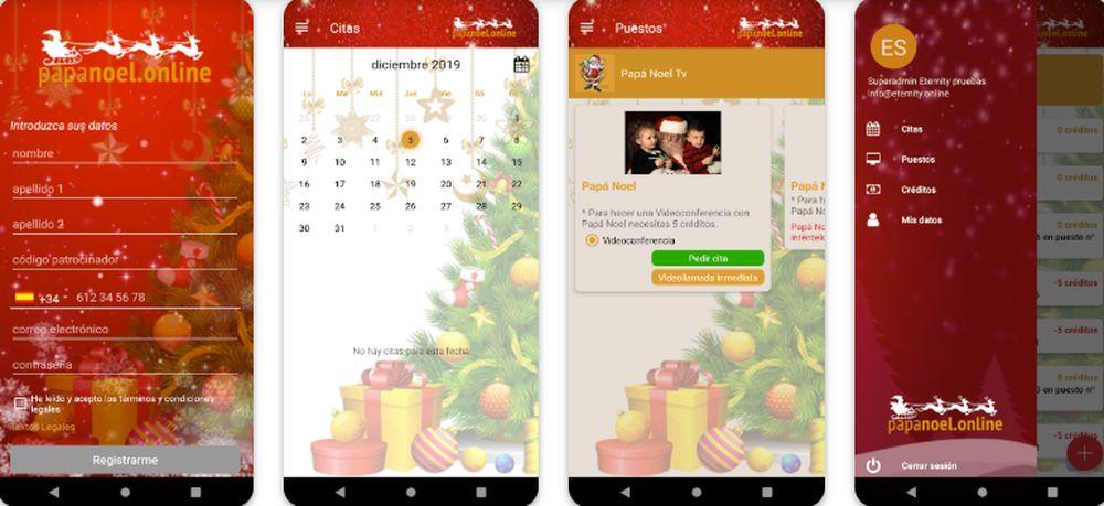 Interfaz de la app de la web PapaNoel.online