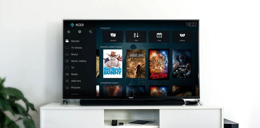 El programa Kodi instalado en una televisión Smart