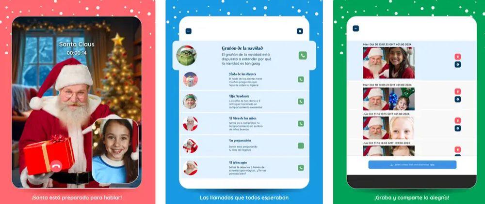 Interfaz de la aplicación Videollamada Papá Noel Navidad