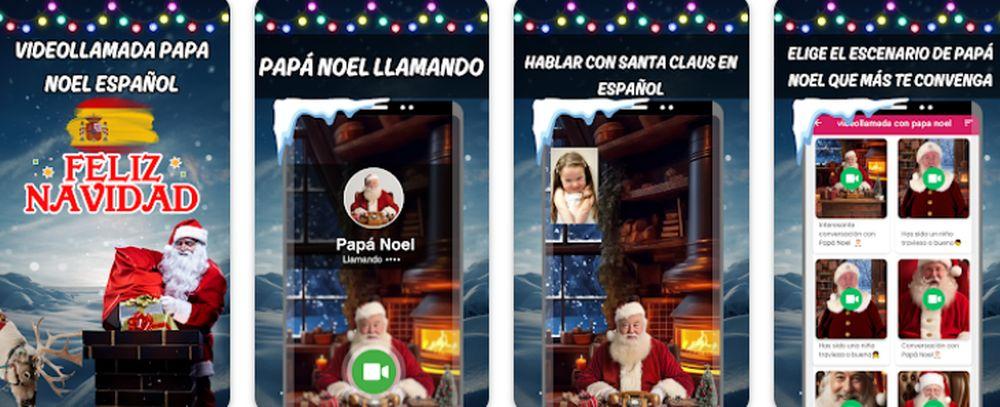 Interfaz de la aplicación Videollamada papa noel español