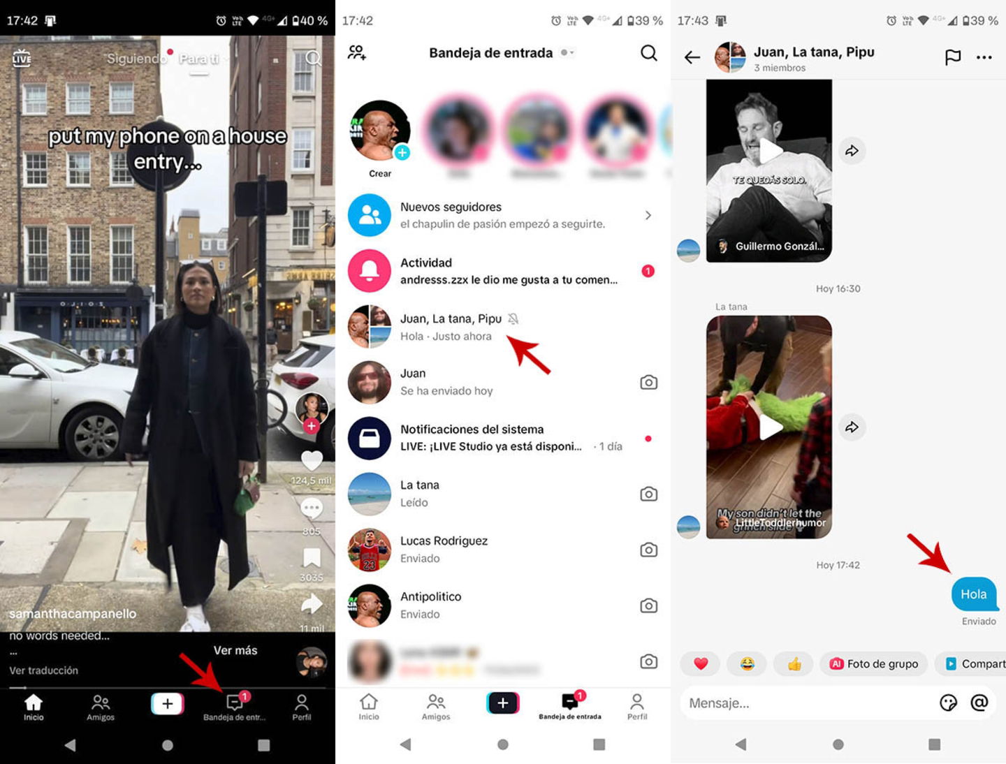 Seleccionar mensaje a eliminar en TikTok