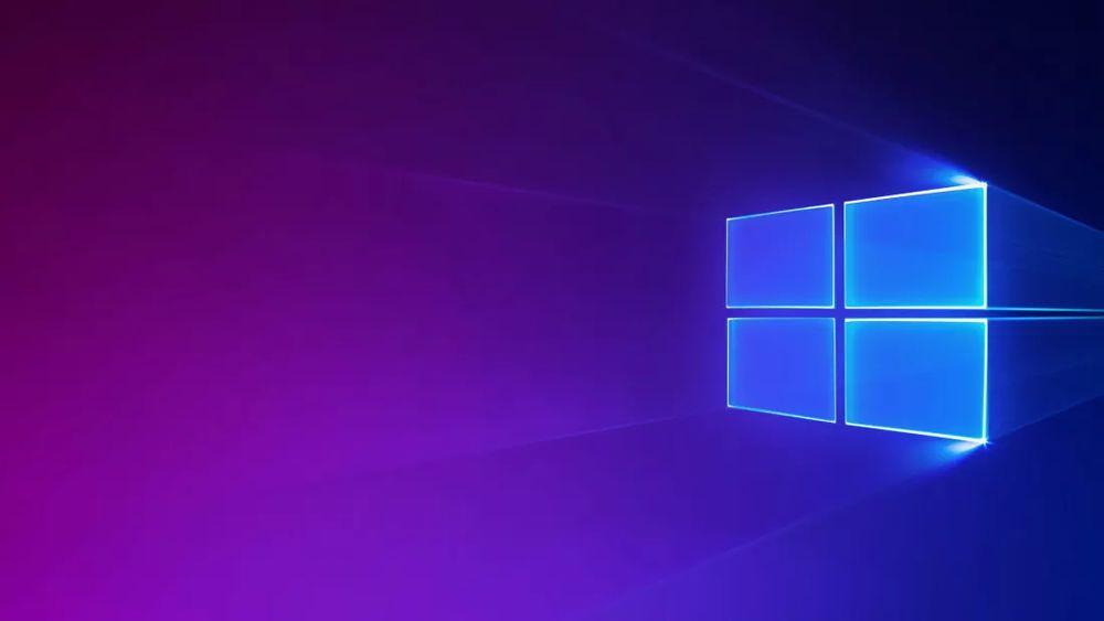 Uno de los logos de Windows con fondo azul y violeta